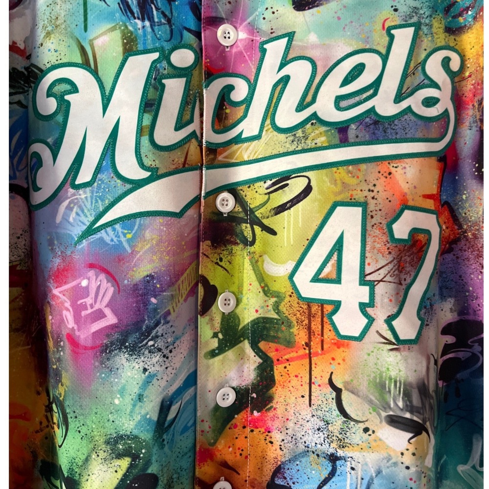 Graffiti Baseball Jersey "Michels‎ 47" Colorful Men's Size Medium - Picture 3 of 7